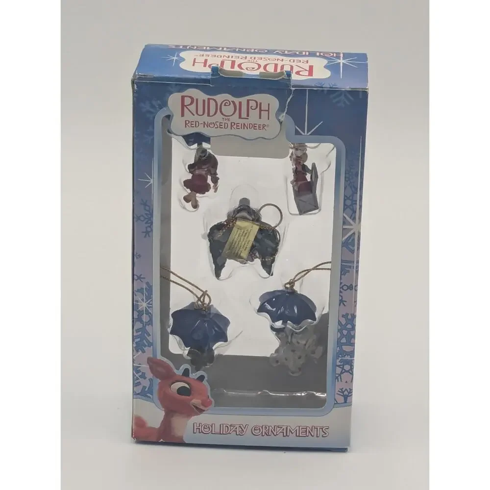 Enesco Rudolph the Red Nosed Reindeer 5pc Mini Christmas Tree Ornament Set